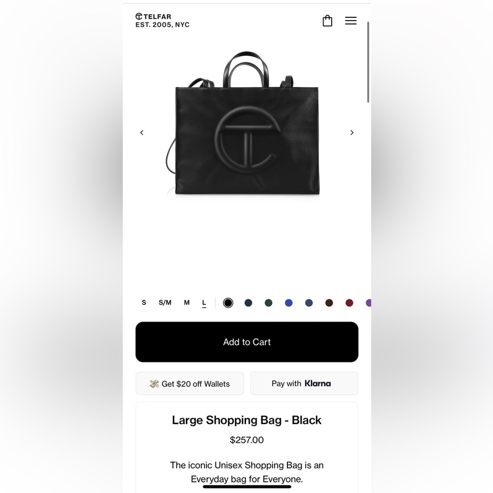 Telfar Large Black Bag